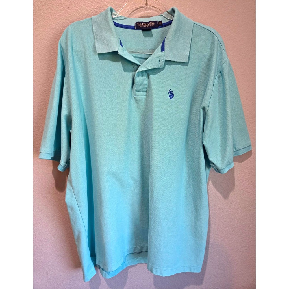 U.S. Polo Assn. Ultimate Pique Men's Light Blue Pique Polo Shirt 2XL Logo